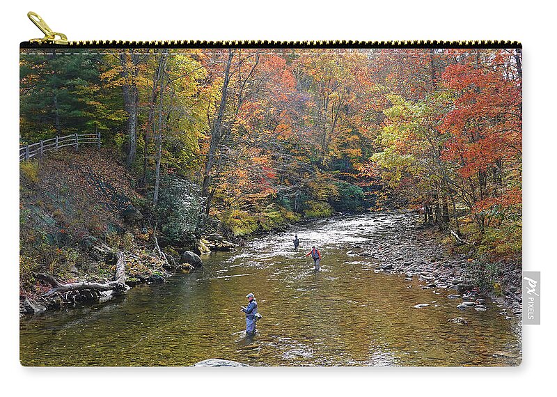 Fly Fishing Zip Pouch featuring the photograph Fall Fly Fishing by Mike McGlothlen