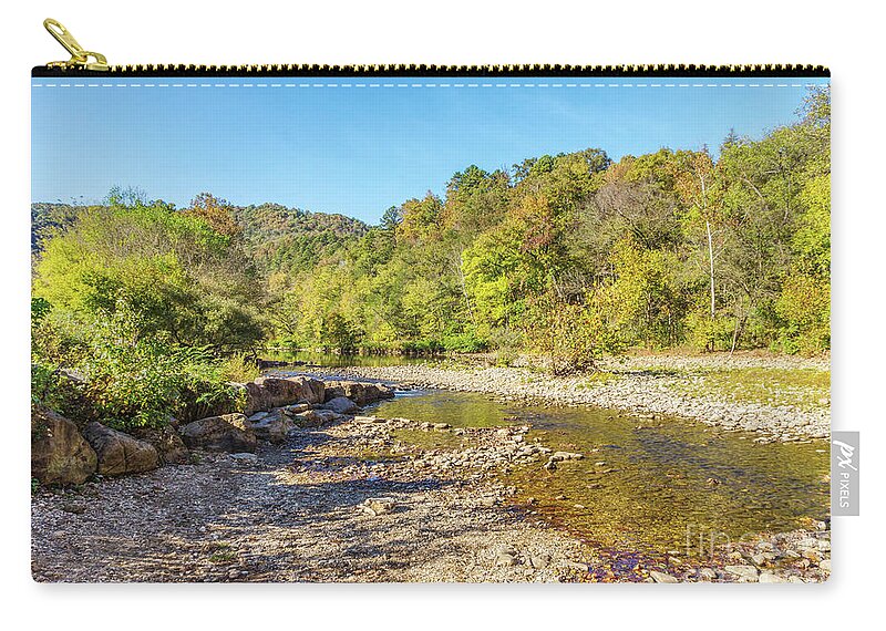 Buffalo National River Zip Pouch featuring the photograph Fall Hiking Buffalo National River by Jennifer White