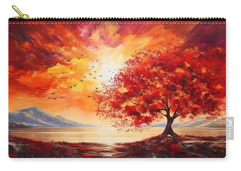 Pastoral Scenes Zip Pouch featuring the painting Fall Impressions by Lourry Legarde