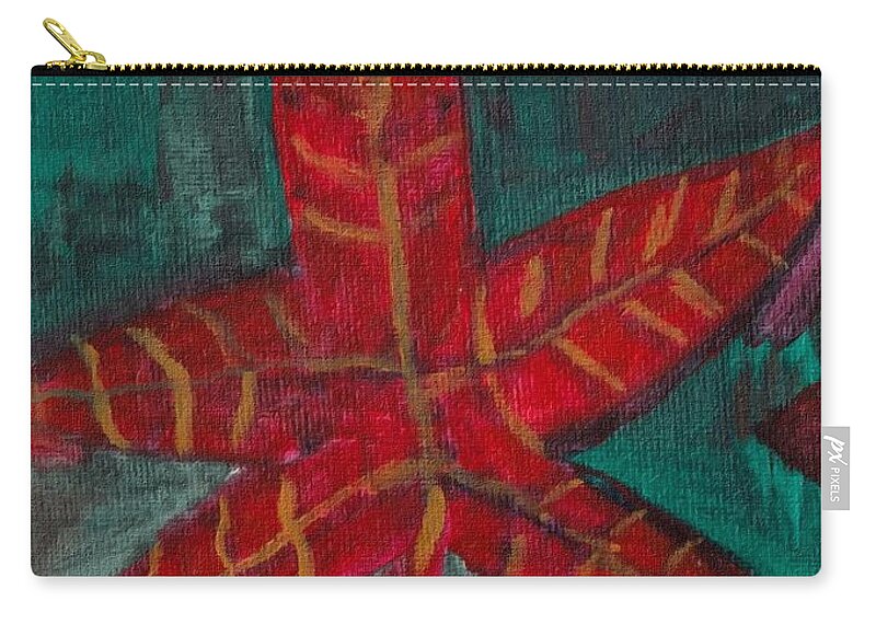 Leaf Carry-all Pouch featuring the painting Fall Leaf on the Grass by Christopher Reed