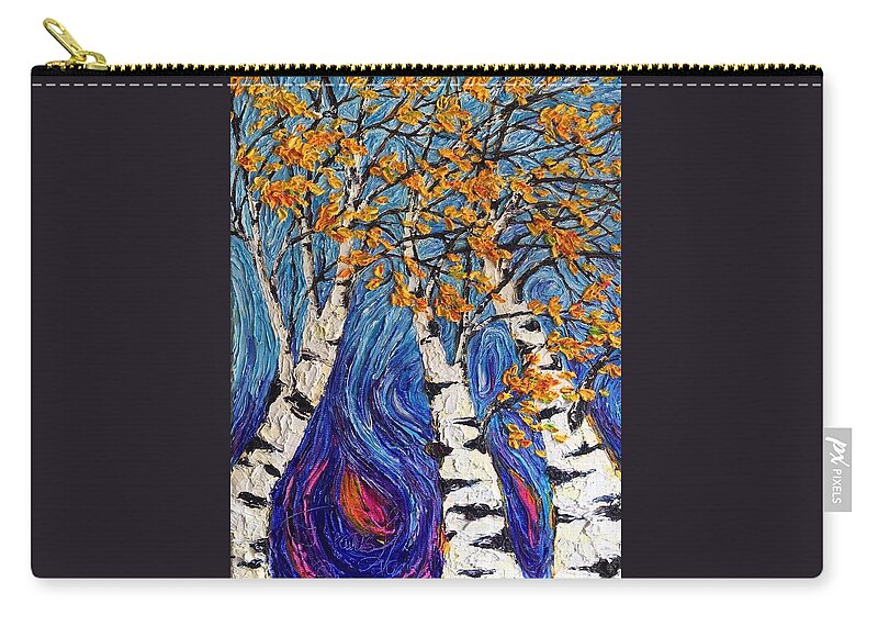 Fall Trees Zip Pouch featuring the painting Fall Trees by Paris Wyatt Llanso