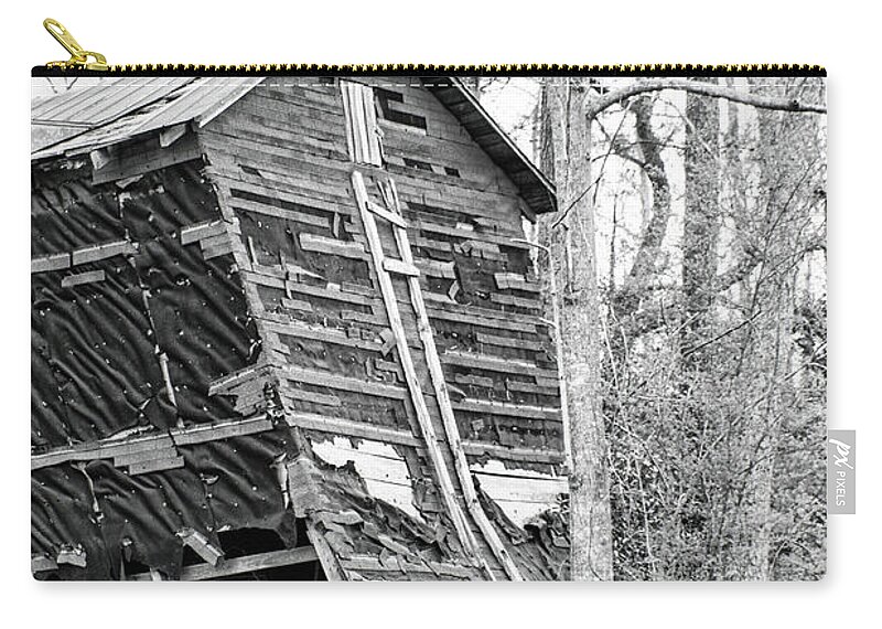 Rustic Zip Pouch featuring the photograph Falling Down - North Carolina Tobacco Barn by Bob Decker