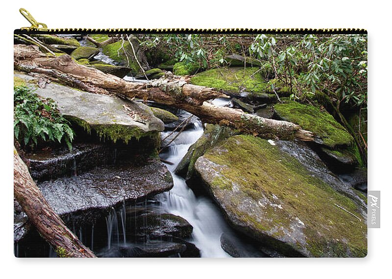 Adventure Zip Pouch featuring the photograph Falls Branch Falls 14 by Phil Perkins