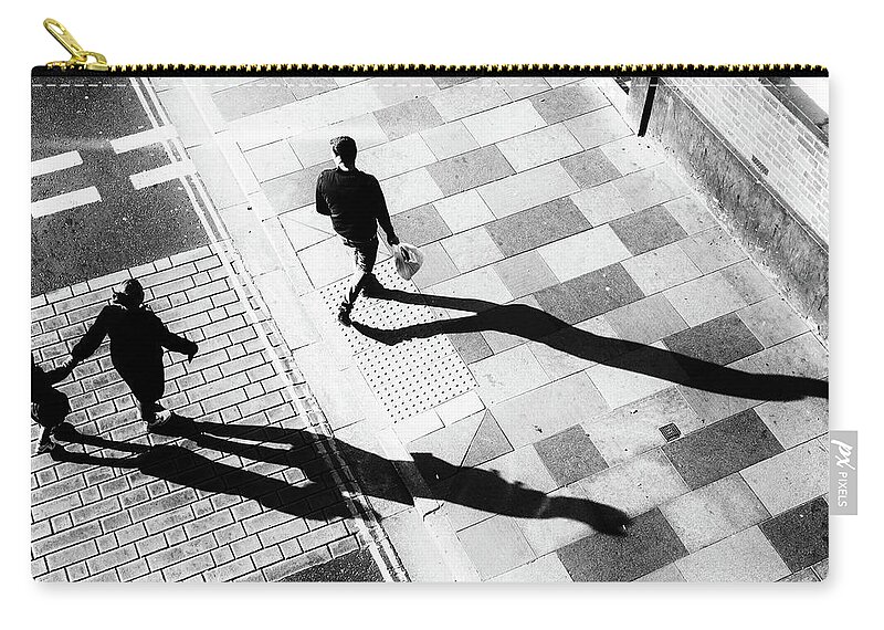 People Zip Pouch featuring the photograph Family of Three Crossing Road Overhead by John Williams