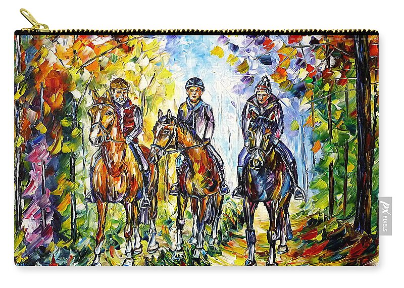 Riding Zip Pouch featuring the painting Family Ride by Mirek Kuzniar