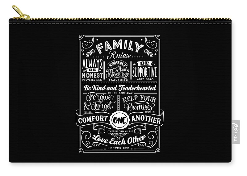 Family Carry-all Pouch featuring the digital art Family Rules Verses by Sambel Pedes