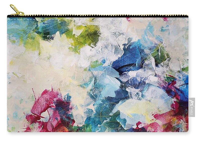 Abstract Floral Zip Pouch featuring the painting Fanciful Fuchsias by Lisa Debaets