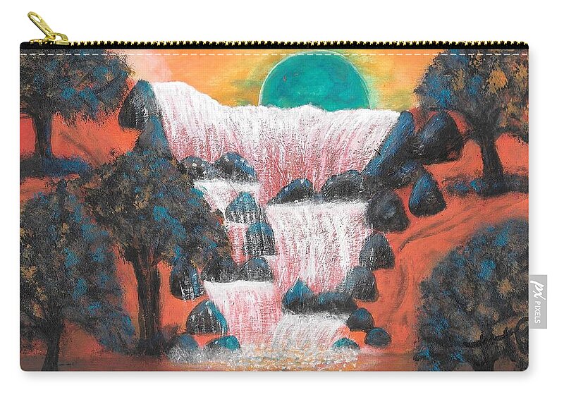Waterfalls Zip Pouch featuring the painting Fantasy Falls by Esoteric Gardens KN