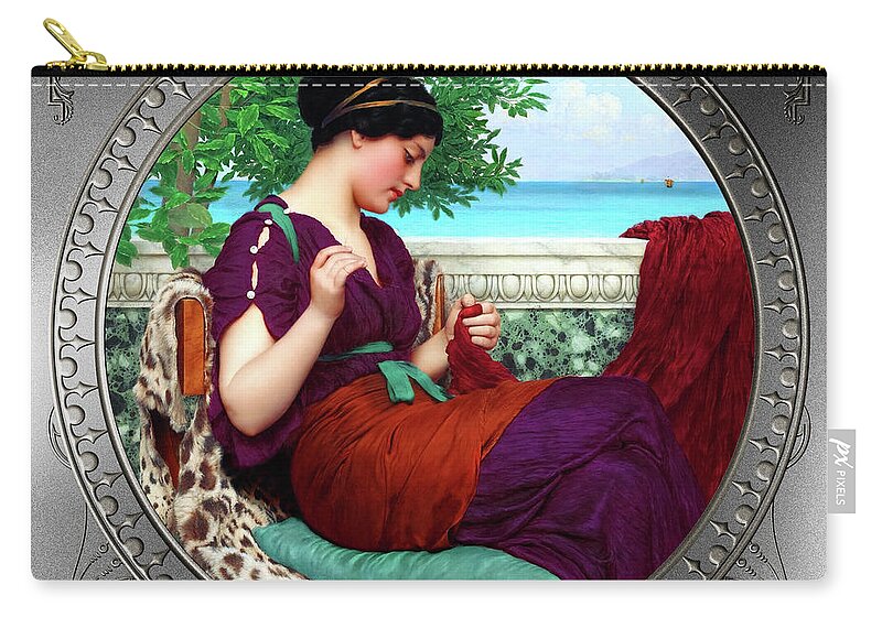 Far Away Thoughts Carry-all Pouch featuring the painting Far Away Thoughts c1911 by John William Godward Fine Art Xzendor7 Old Masters Reproductions by Rolando Burbon