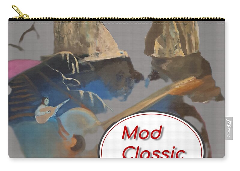 Guitars Zip Pouch featuring the painting Faraglioni Serenade ModClassic Art Style by Enrico Garff