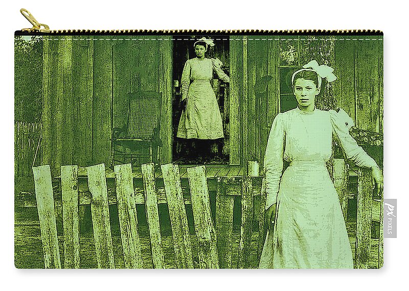 Farm Girl Zip Pouch featuring the mixed media Farm Girl by Lorena Cassady