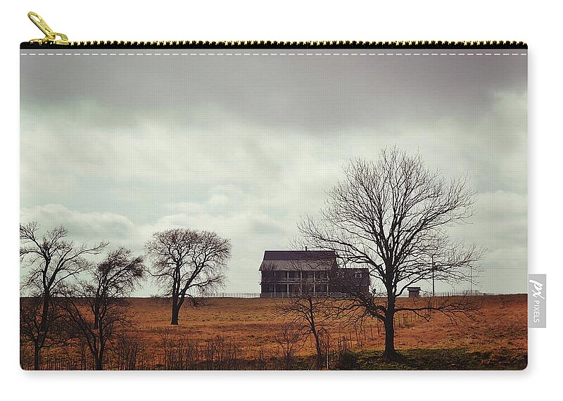 Farm Zip Pouch featuring the photograph Farm House after a Winter Rain by Gaby Ethington