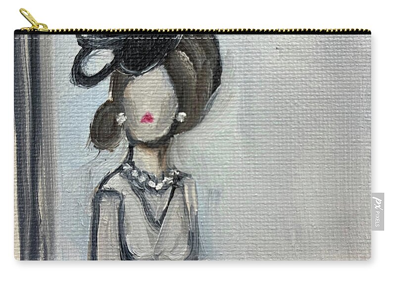 Elegant Lady Zip Pouch featuring the painting Fascinating in Pearls by Roxy Rich