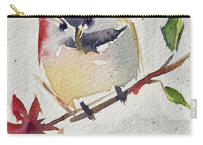 Chickadee Carry-all Pouch featuring the painting Fat little Chickadee by Roxy Rich