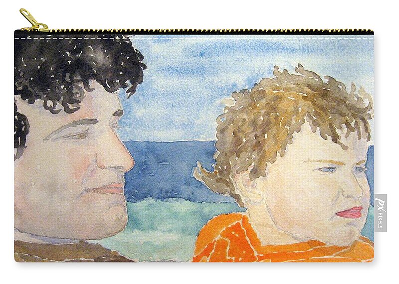Watercolor Carry-all Pouch featuring the painting Father and Son by John Klobucher