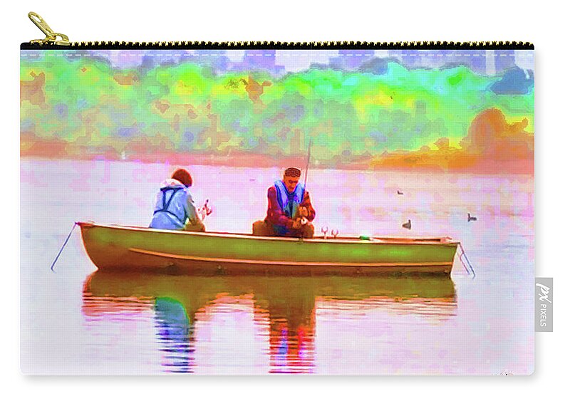 Fishing Zip Pouch featuring the painting Father and Son Time by CHAZ Daugherty