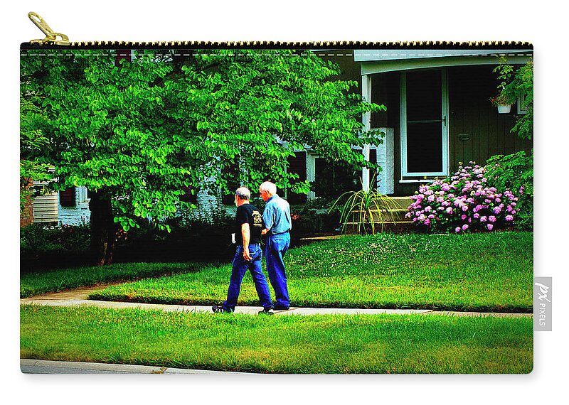 Humans Zip Pouch featuring the photograph Father and Son Wisdom Walk - Square by Frank J Casella