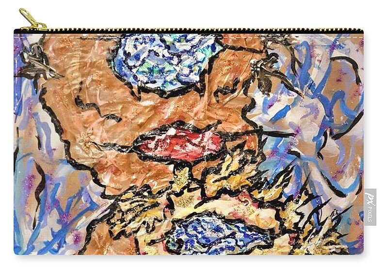 Father Zip Pouch featuring the mixed media Father-Child by Kevin OBrien
