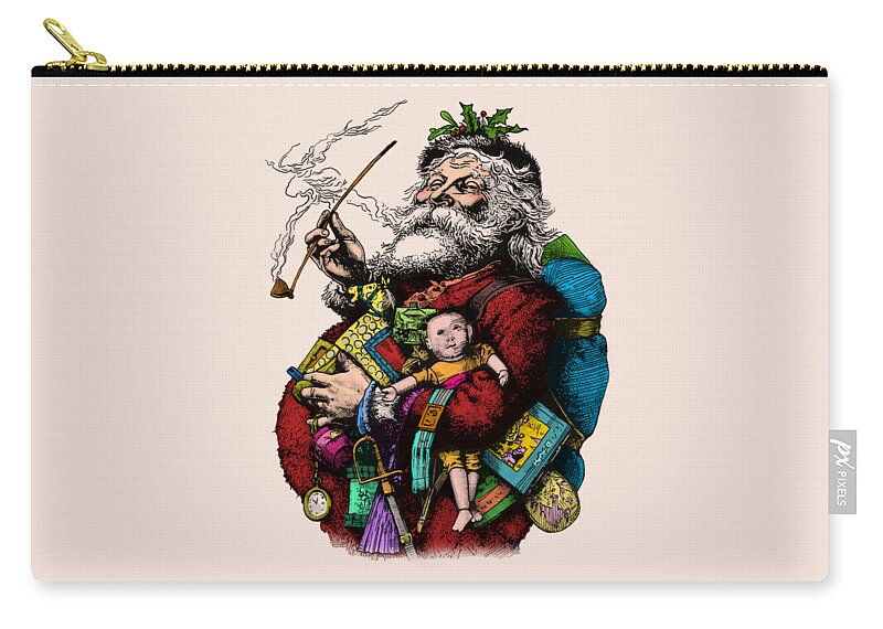 Santa Zip Pouch featuring the digital art Father Christmas by Madame Memento