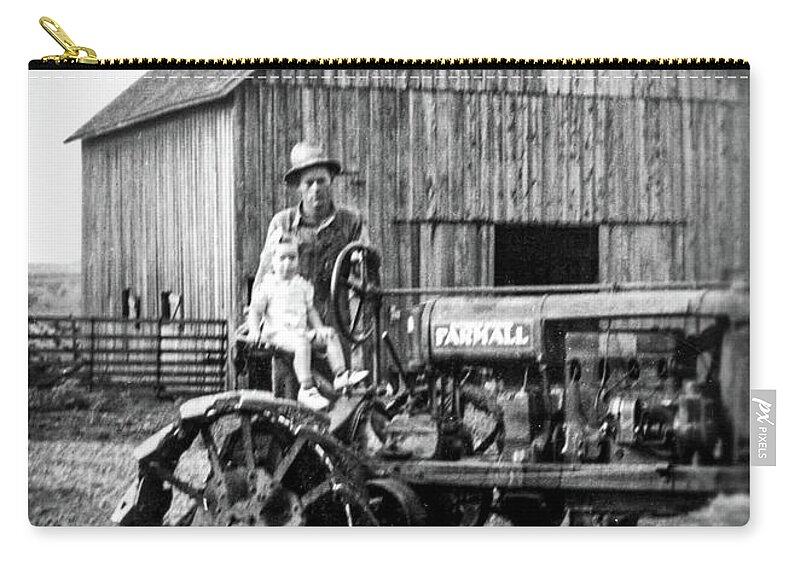 1940s Zip Pouch featuring the photograph Father Daughter Farmall #1 by Unknown
