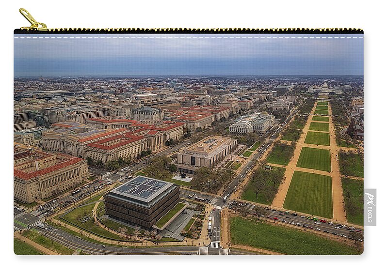 African American History Museum Zip Pouch featuring the photograph Federal Triangle Washington DC by Susan Candelario