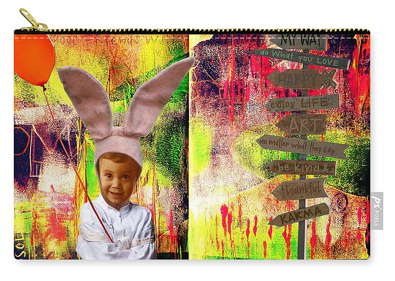 Mixedmedia Zip Pouch featuring the mixed media Feel Good by Tanja Leuenberger