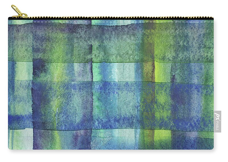 Abstract Zip Pouch featuring the painting Feeling Ocean And Sea Beach Coastal Art Organic Watercolor Abstract Lines XIV by Irina Sztukowski