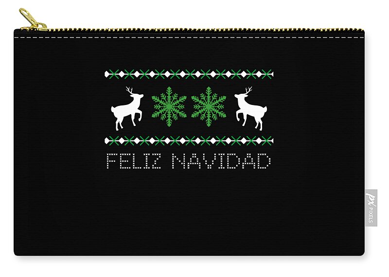 Christmas 2023 Zip Pouch featuring the digital art Feliz Navidad by Flippin Sweet Gear