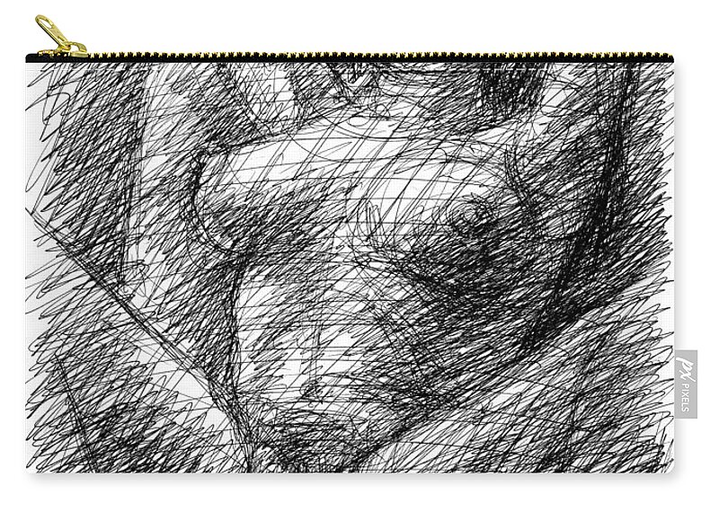 Female Erotic Drawings Zip Pouch featuring the drawing Female-Sexy-Drawings-10 by Gordon Punt