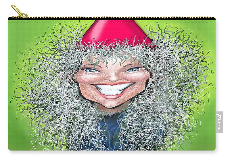 Female Zip Pouch featuring the digital art Female Stay at Home Gnome by Kevin Middleton