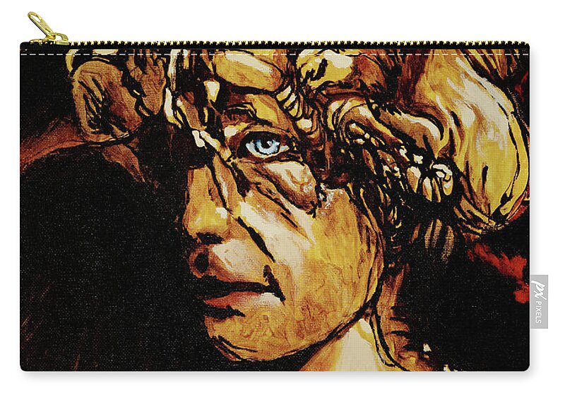 Girl Zip Pouch featuring the painting Femalien by Sv Bell