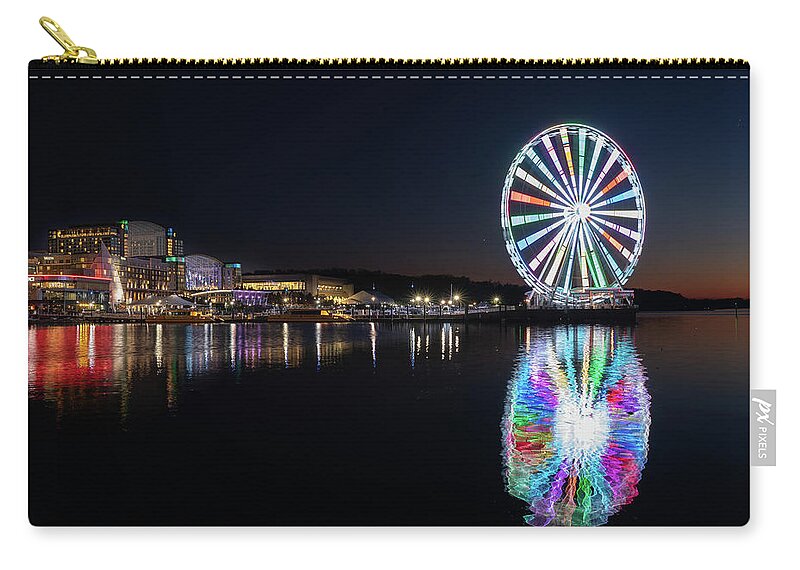 Washington Zip Pouch featuring the photograph Ferris wheel at National Harbor outside Washington D by Steven Heap