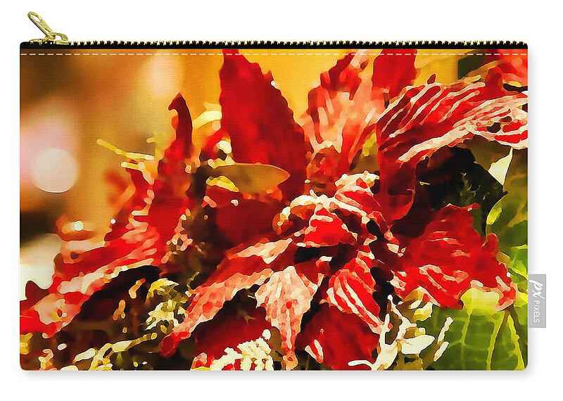 Festive Carry-all Pouch featuring the digital art Festive Red - Happy Holidays by Tatiana Travelways