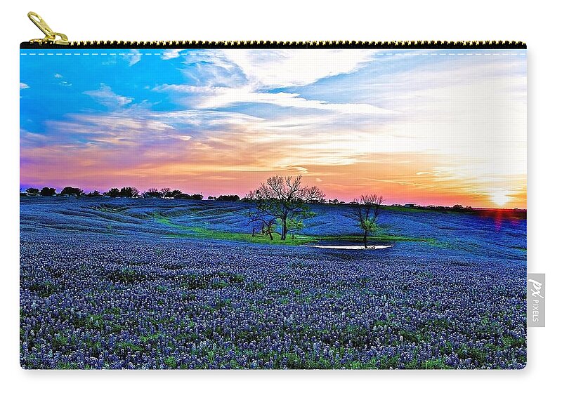 Texas Zip Pouch featuring the photograph Field Of Blue by John Babis