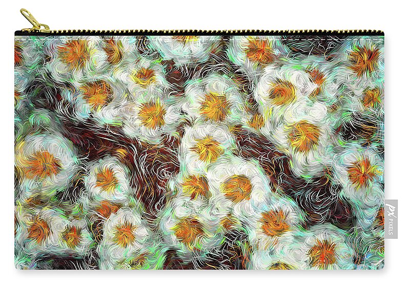 Daisy Zip Pouch featuring the digital art Field of Daisies by Phil Perkins