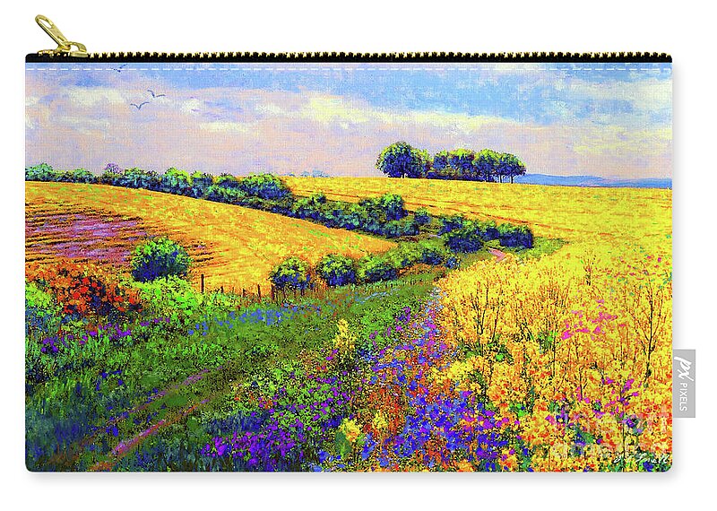 Landscape Zip Pouch featuring the painting Fields of Gold by Jane Small
