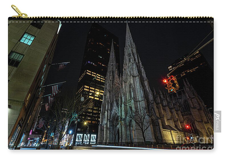 2020 Zip Pouch featuring the photograph Fifth Avenue at the St. Patrick's Cathedral by Stef Ko