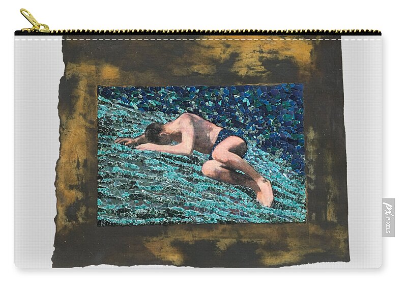 Glass Zip Pouch featuring the mixed media Fig. 39. Position of victim of stomach cramp. by Matthew Lazure