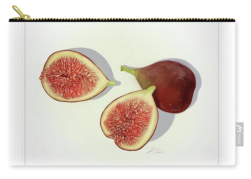 Fruit Carry-all Pouch featuring the mixed media Figs Fresh Fruits by Shari Warren