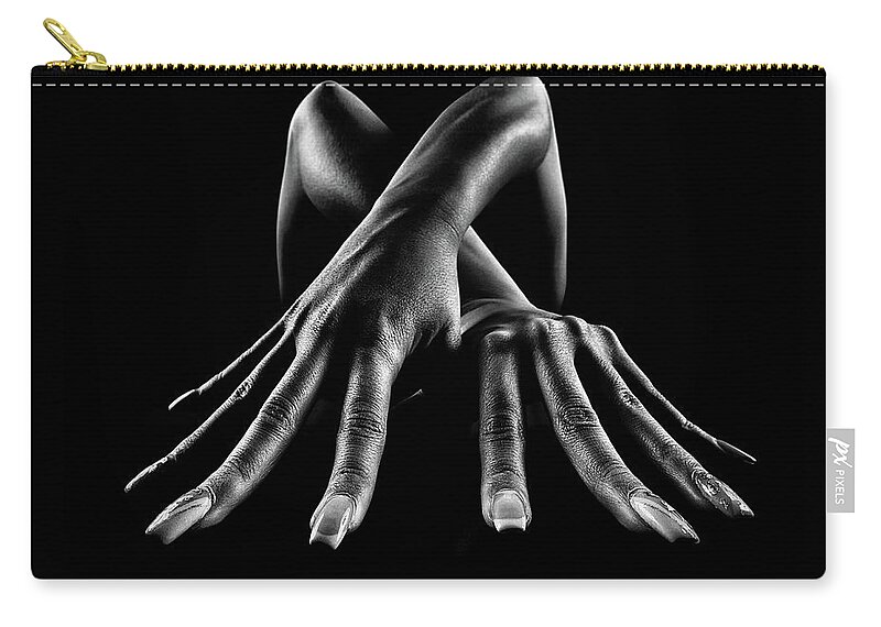 Hands Zip Pouch featuring the photograph Figurative Body Parts by Johan Swanepoel