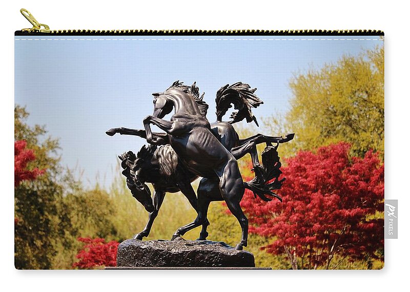 Sculpture Zip Pouch featuring the photograph Fillies Playing by Cynthia Guinn