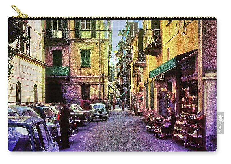 Italia Zip Pouch featuring the digital art Finale Ligure Italia 1962 by Frank Lee