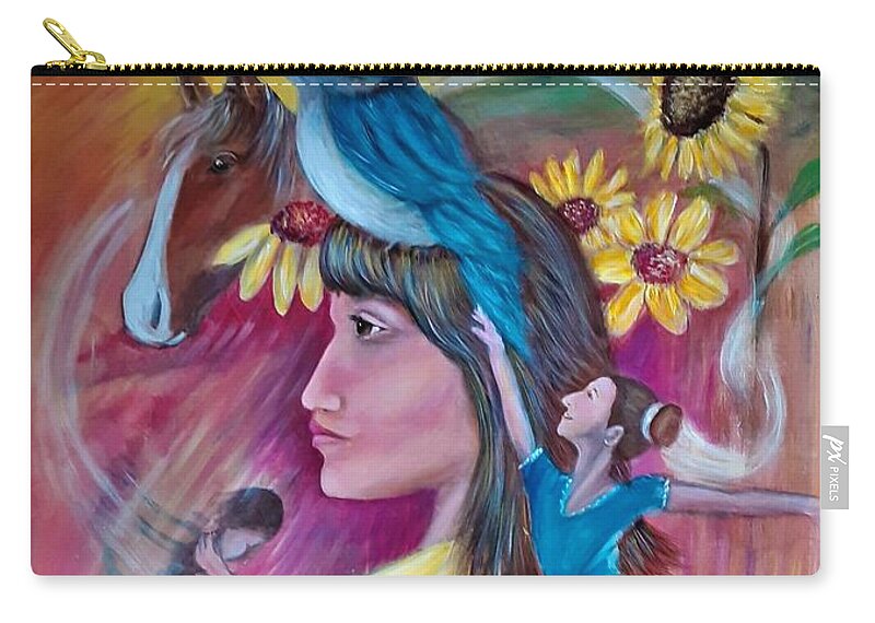 Ballerina Zip Pouch featuring the painting Finding Freedom by Deborah Nell