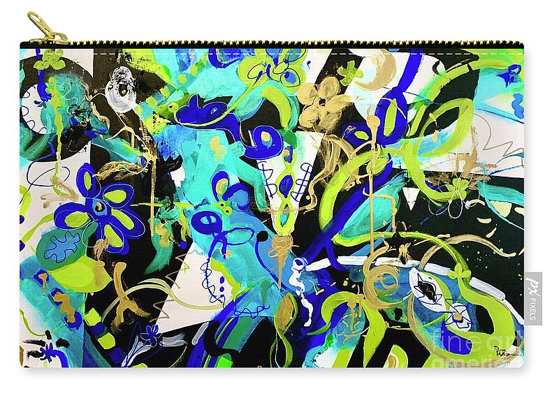 Blue Zip Pouch featuring the painting Finding Time by Patsy Walton
