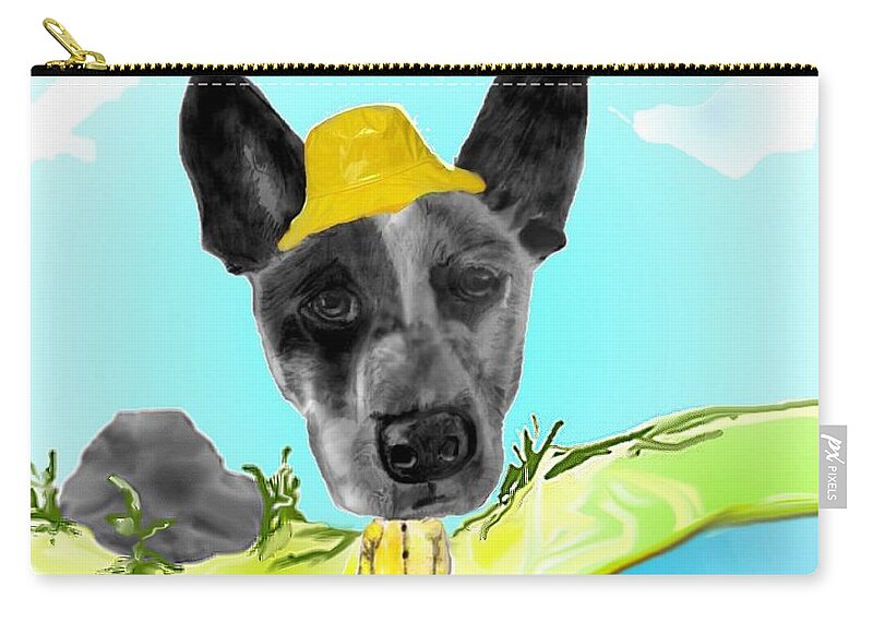 Cattle Dog Zip Pouch featuring the mixed media Fine feathered friend by Pamela Calhoun
