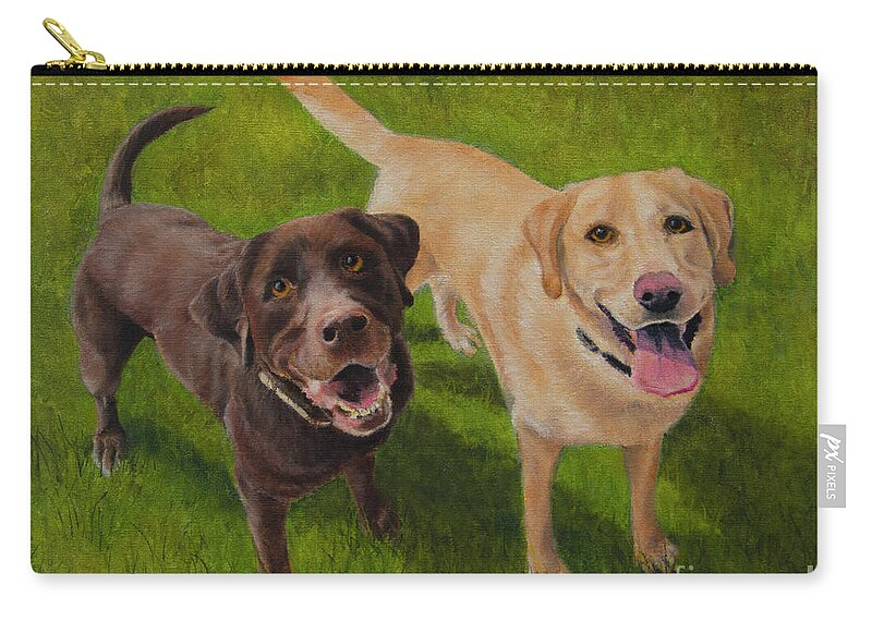 Dogs Zip Pouch featuring the painting Finn and Mille by Jeanette French