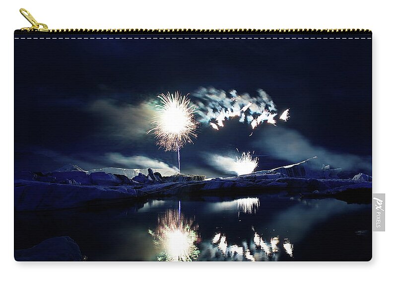 Fireworks Zip Pouch featuring the photograph Fire and ice #7 by Christopher Mathews
