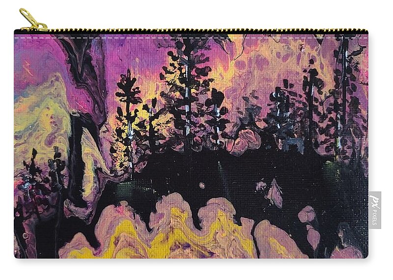  Zip Pouch featuring the painting Fire in the Forest by Elise Boam