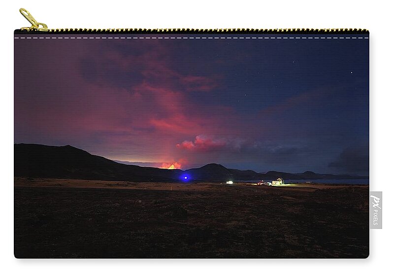 Volcano Zip Pouch featuring the photograph Fire in the mountains by Christopher Mathews