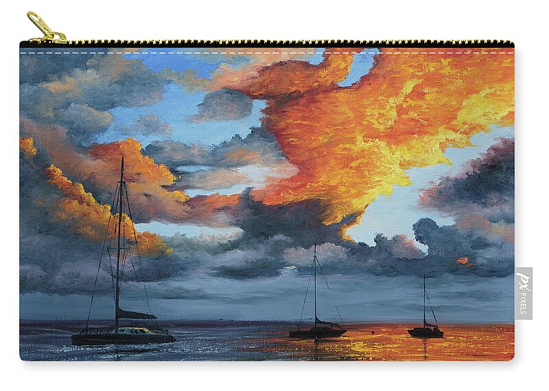 Sunset Zip Pouch featuring the painting Fire In The Sky by Darice Machel McGuire